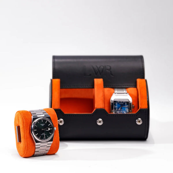The Raven Black X Orange Watch Roll - 2 Slot