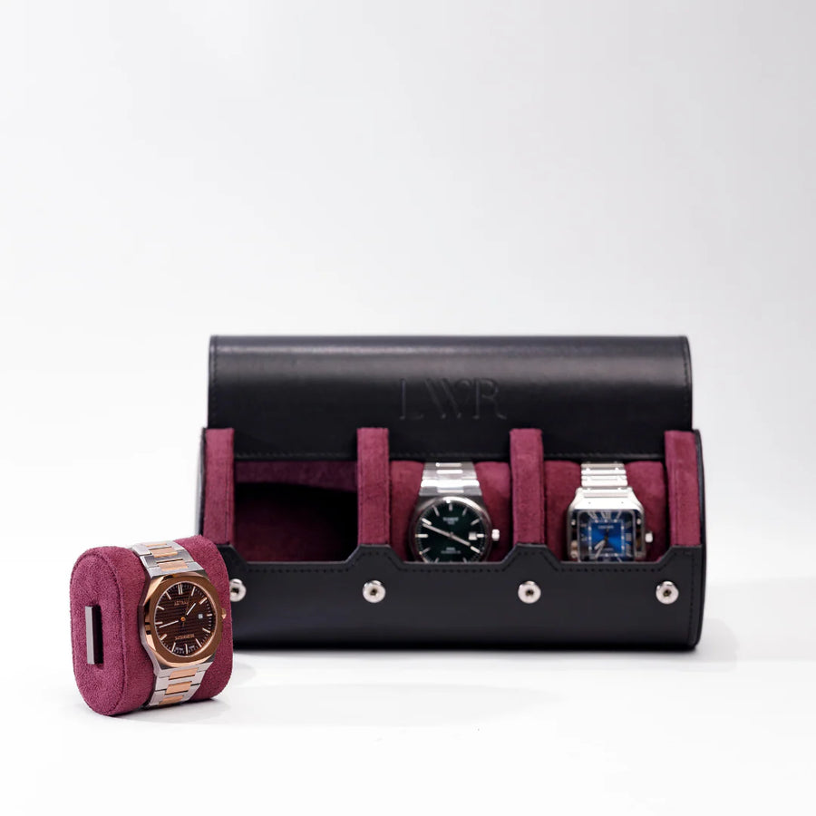 The Raven Black X Purple Watch Roll - 3 Slot
