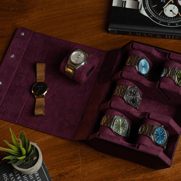 The Raven Black X Purple Watch Roll - 6 Slot