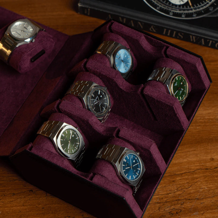 The Raven Black X Purple Watch Roll - 6 Slot