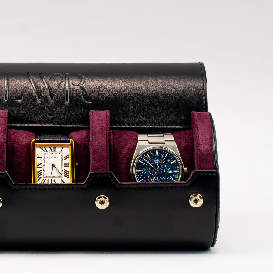 The Raven Black X Purple Watch Roll - 3 Slot