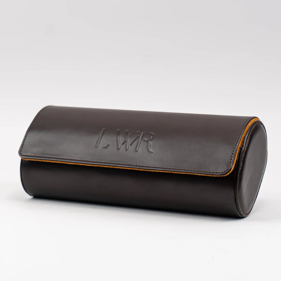 The Pecan Brown Watch Roll - 3 Slot