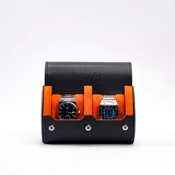 The Raven Black X Orange Watch Roll - 2 Slot