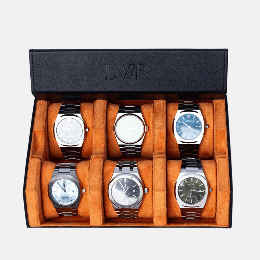 The Raven Black X Orange Watch Roll - 6 Slot