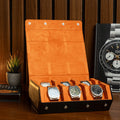 The Raven Black X Orange Watch Roll - 6 Slot