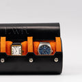 The Raven Black X Orange Watch Roll - 3 Slot