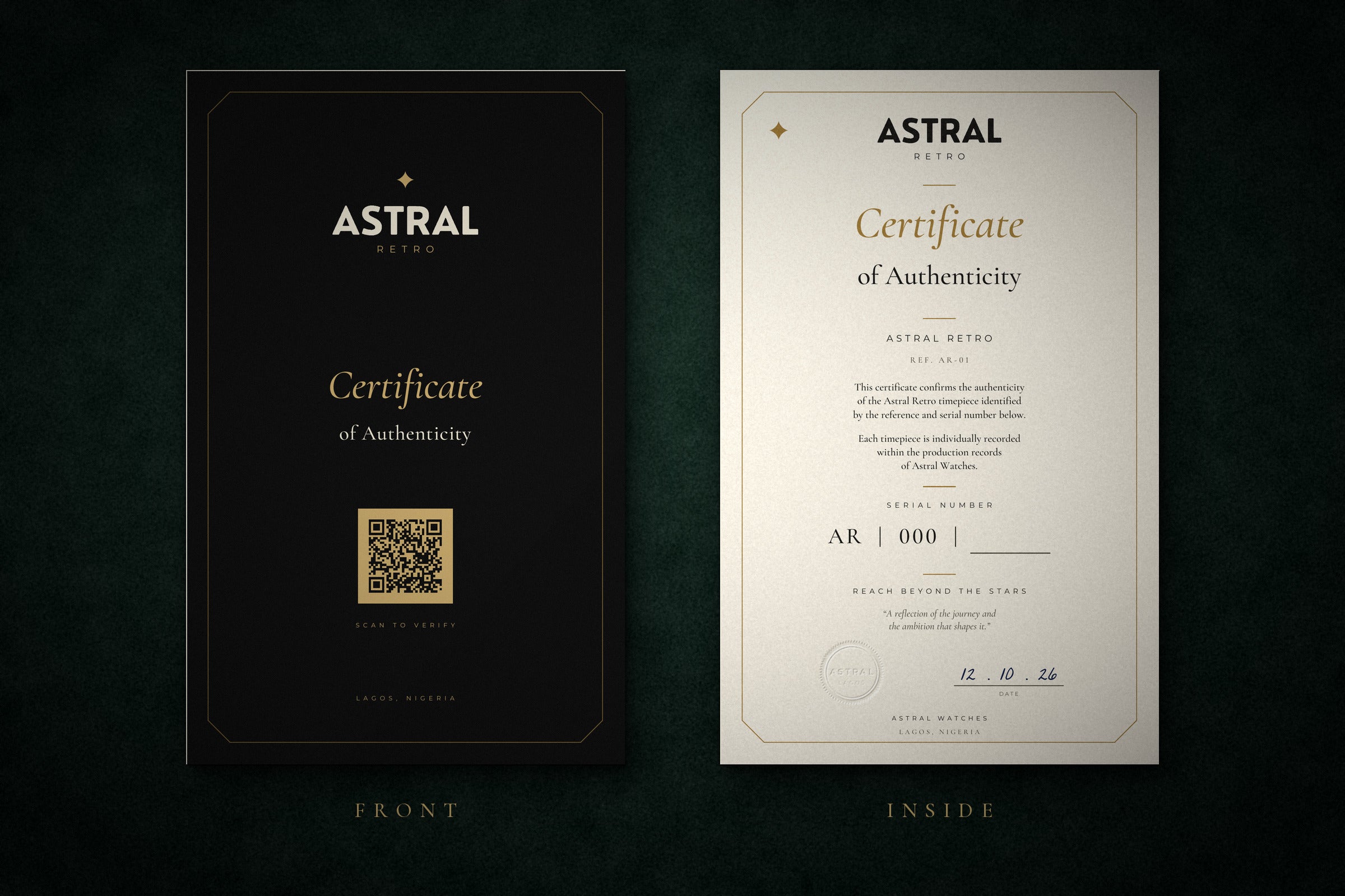 Astral Retro numbered certificate